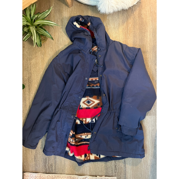 AJ Sport Jackets & Blazers - Women's AJ Sport Navy Hooded Jacket with Aztec Fleece Lining M